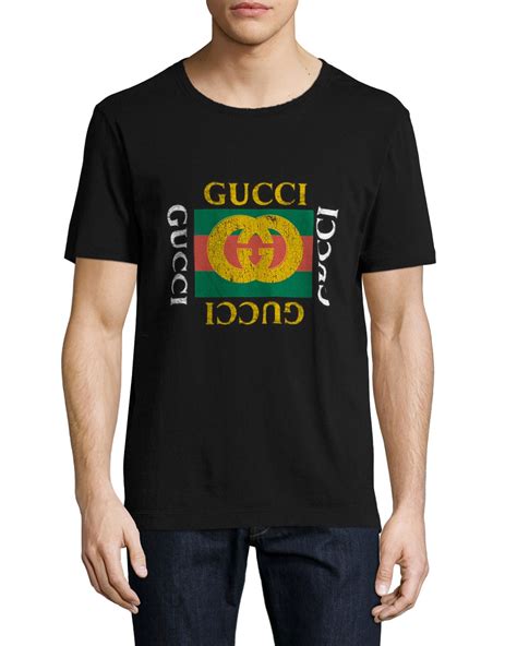 washed t shirt with gucci print black|Gucci boutique shirt.